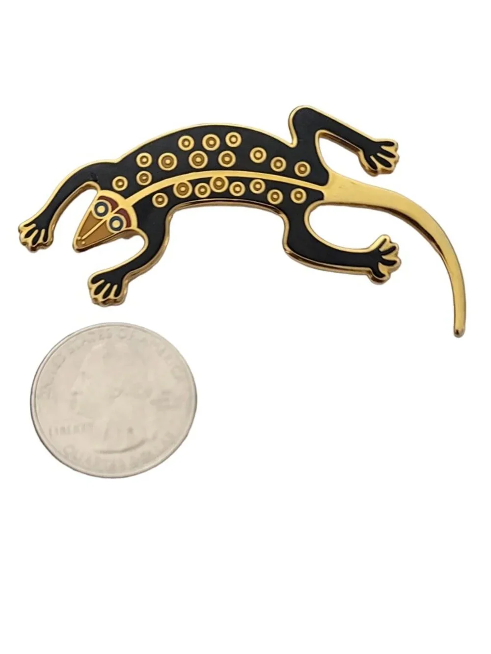 Laurel Burch Enamel Lizard Gecko Pin Brooch, Signed K259